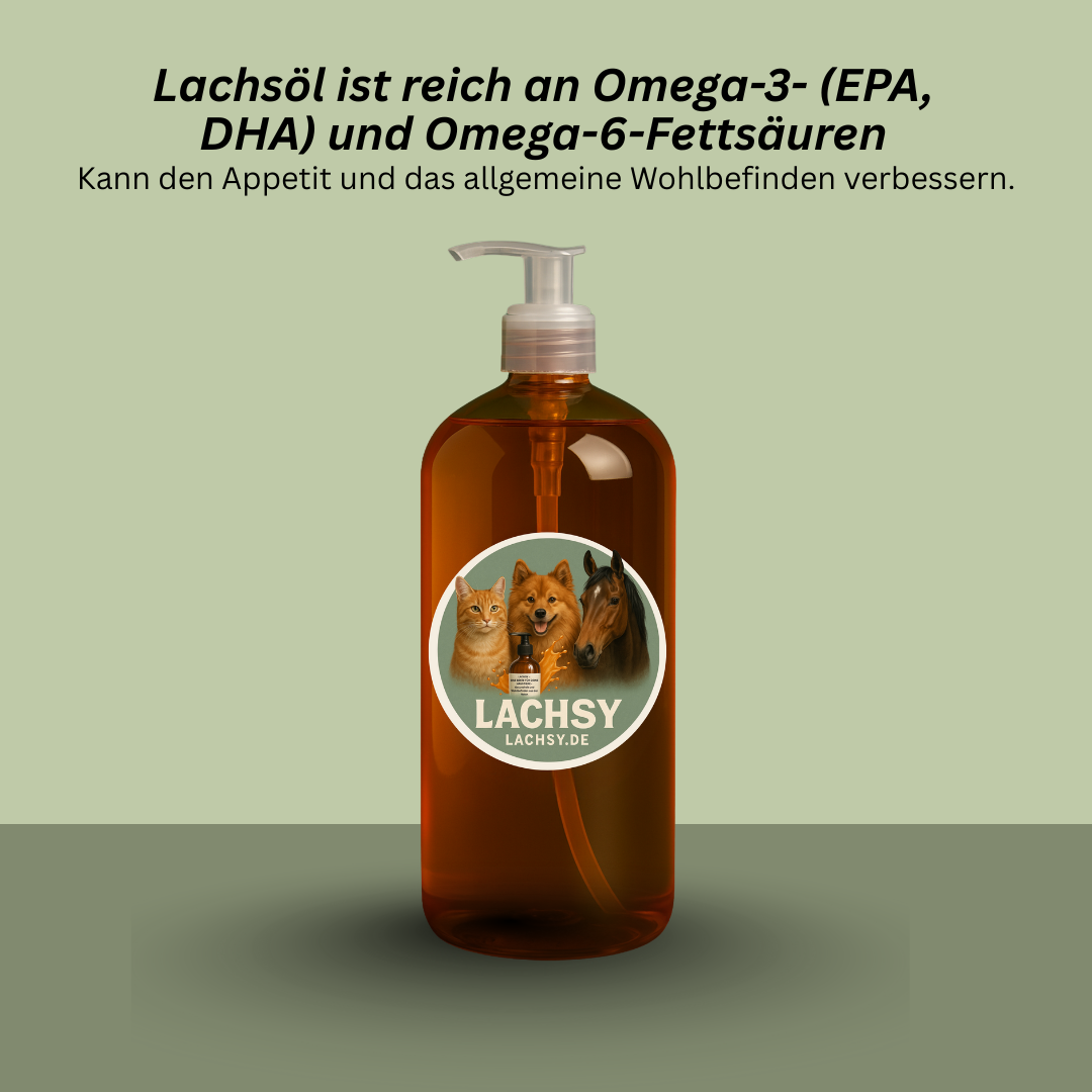 Lachsöl für Hunde, Katzen & Pferde – Natürliche Omega-3-Power für glänzendes Fell, gesunde Haut und Vitalität