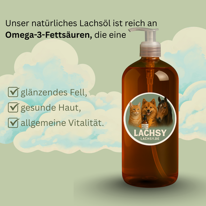 Lachsöl für Hunde, Katzen & Pferde – Natürliche Omega-3-Power für glänzendes Fell, gesunde Haut und Vitalität