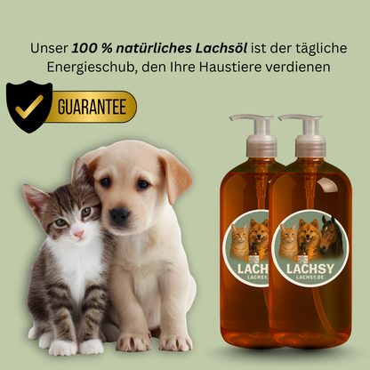 Lachsöl für Hunde, Katzen & Pferde – Natürliche Omega-3-Power für glänzendes Fell, gesunde Haut und Vitalität